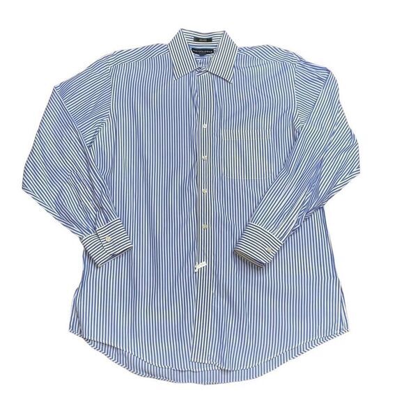 Saks Fifth Avenue blue stripe 100% cotton Dress shirt‎ men’s size 15-1/2 - Picture 1 of 8